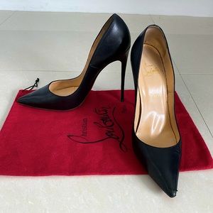 Christian Louboutin So Kate 120 black leather pumps, matte, Size 41